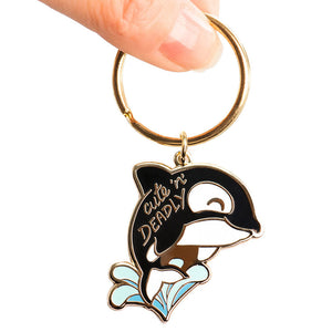 "Cute n Deadly" Orca Killer Whale Enamel Keychain  Flair Fighter