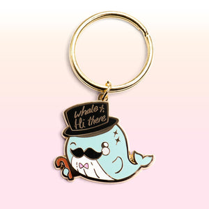 "Whale Hi There" Gentleman Whale Enamel Keychain  Flair Fighter