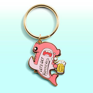Let's Get Hammered Hammerhead Shark Enamel Keychain (Pink Variant) Keychains Flair Fighter