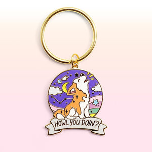 "Howl You Doin'?" Husky Enamel Keychain  Flair Fighter