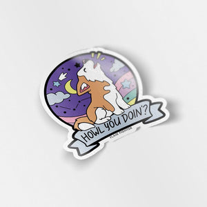 "Howl You Doin'?" Husky Vinyl Sticker Decorative Stickers Flair Fighter