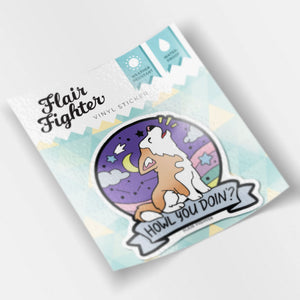 "Howl You Doin'?" Husky Vinyl Sticker Decorative Stickers Flair Fighter