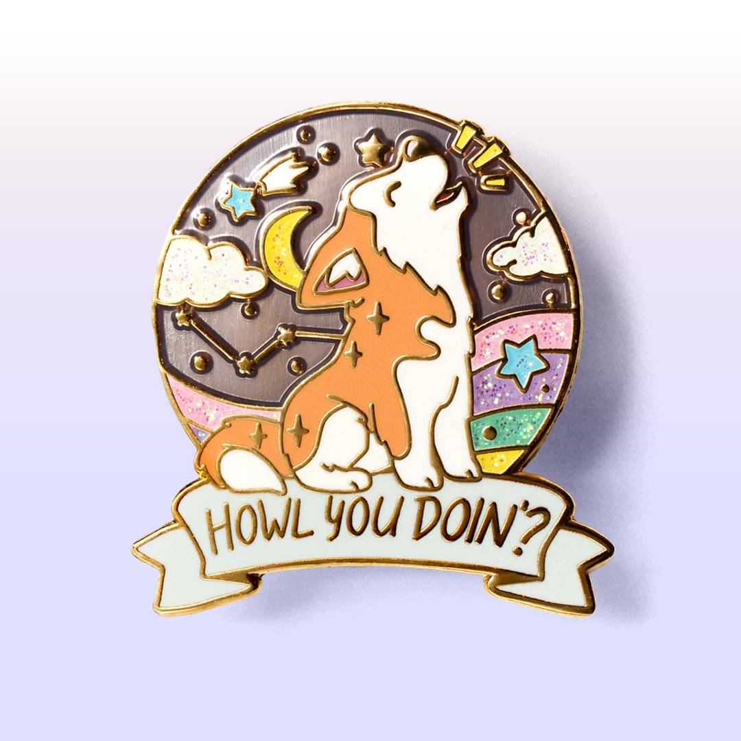 "Howl You Doin'?" Husky Enamel Pin [LIMITED EDITION] Brooches & Lapel Pins Flair Fighter   