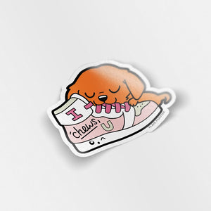 "I Chews U" Golden Retriever Shoe Vinyl Sticker Decorative Stickers Flair Fighter