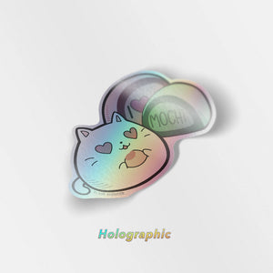 I Love Mochi Cat Holographic Vinyl Sticker Decorative Stickers Flair Fighter