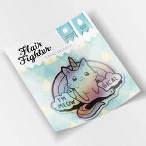 Meowgical Caticorn Unicorn Cat Holographic Vinyl Sticker Decorative Stickers Flair Fighter