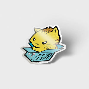 If It Fits I Sits Cat Vinyl Sticker Decorative Stickers Flair Fighter
