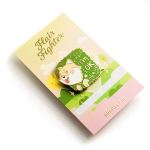 Cream Shiba Inu Stuck in Bush "I'm OK" Enamel Pin Brooches & Lapel Pins Flair Fighter