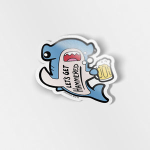 Let's Get Hammered Hammerhead Shark Vinyl Sticker (Blue Variant) Decorative Stickers Flair Fighter