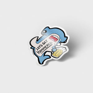 Let's Get Hammered Hammerhead Shark Vinyl Sticker (Blue Variant) Decorative Stickers Flair Fighter