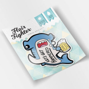 Let's Get Hammered Hammerhead Shark Vinyl Sticker (Blue Variant) Decorative Stickers Flair Fighter