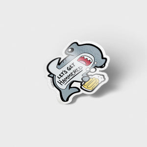 Let's Get Hammered Hammerhead Shark Vinyl Sticker (Gray Variant) Decorative Stickers Flair Fighter