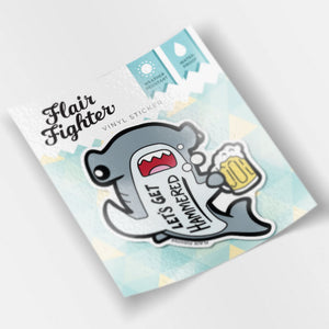 Let's Get Hammered Hammerhead Shark Vinyl Sticker (Gray Variant) Decorative Stickers Flair Fighter