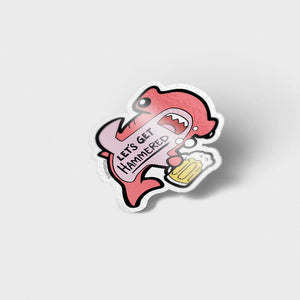 Let's Get Hammered Hammerhead Shark Vinyl Sticker (Pink Variant) Decorative Stickers Flair Fighter