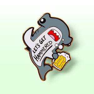 Let's Get Hammered Hammerhead Shark Enamel Pin (Gray Variant) Brooches & Lapel Pins Flair Fighter