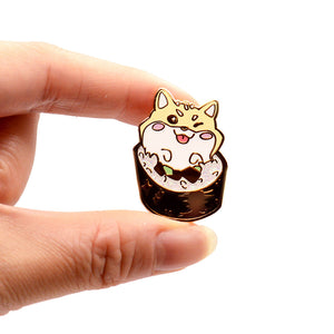 Cream Shiba Inu Maki Sushi Roll Enamel Pin Brooches & Lapel Pins Flair Fighter