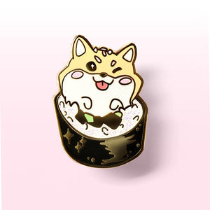 Cream Shiba Inu Maki Sushi Roll Enamel Pin Brooches & Lapel Pins Flair Fighter