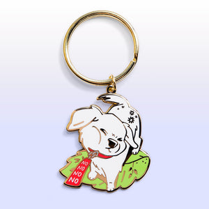 Stubborn Golden Retriever Enamel Keychain  Flair Fighter