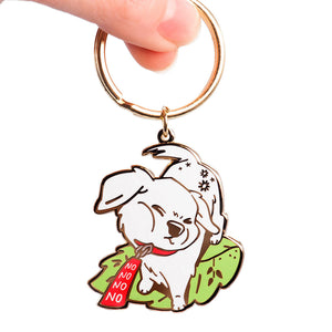 Stubborn Golden Retriever Enamel Keychain  Flair Fighter