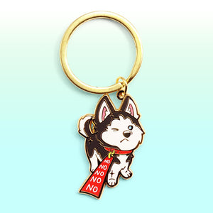 Stubborn Husky Enamel Keychain  Flair Fighter