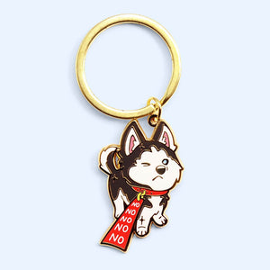 Stubborn Husky Enamel Keychain  Flair Fighter