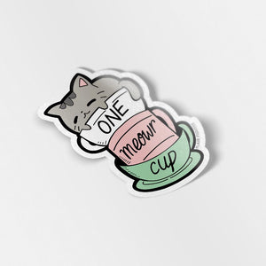 One Meowr Cup Cat Vinyl Sticker  Flair Fighter