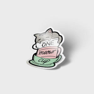 One Meowr Cup Cat Vinyl Sticker  Flair Fighter