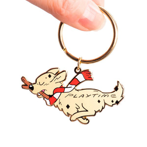Playtime Golden Retriever Enamel Keychain  Flair Fighter