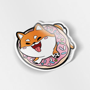 Red Shiba Inu Donut Vinyl Sticker Decorative Stickers Flair Fighter