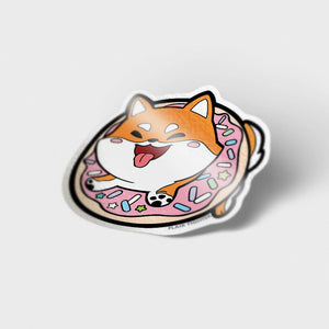 Red Shiba Inu Donut Vinyl Sticker Decorative Stickers Flair Fighter