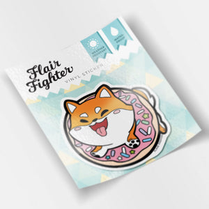 Red Shiba Inu Donut Vinyl Sticker Decorative Stickers Flair Fighter