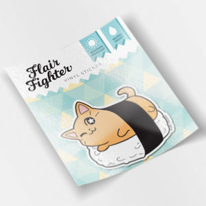 Salmon Sushi Cat Vinyl Sticker Decorative Stickers Flair Fighter