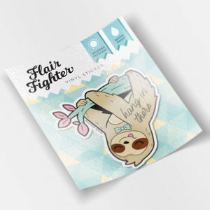 Hang in There Upside Down Sloth Vinyl Sticker Decorative Stickers Flair Fighter