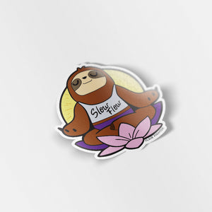 Slow Flow Yoga Meditation Sloth Vinyl Sticker Decorative Stickers Flair Fighter