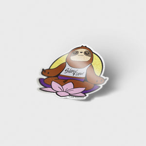 Slow Flow Yoga Meditation Sloth Vinyl Sticker Decorative Stickers Flair Fighter