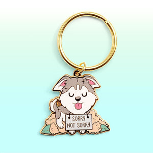 "Sorry Not Sorry" Husky Enamel Keychain  Flair Fighter