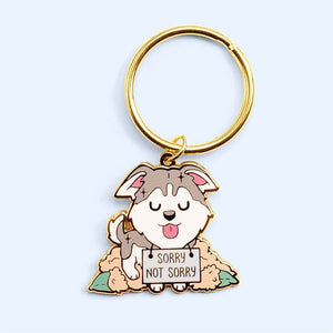 "Sorry Not Sorry" Husky Enamel Keychain  Flair Fighter