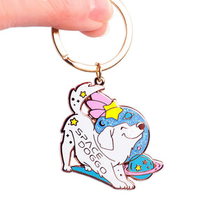 Space Doggo Golden Retriever Enamel Keychain  Flair Fighter