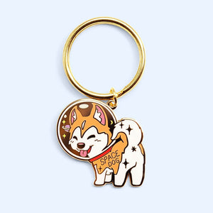 Space Dog Husky Enamel Keychain  Flair Fighter