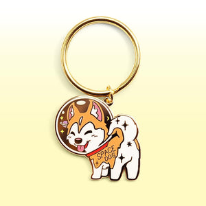 Space Dog Husky Enamel Keychain  Flair Fighter