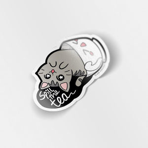 Spill the Tea Cat Vinyl Sticker Decorative Stickers Flair Fighter