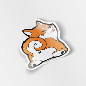 Red Shiba Inu Sploot Vinyl Sticker Decorative Stickers Flair Fighter