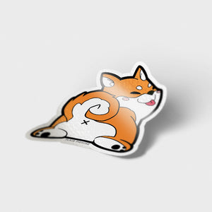 Red Shiba Inu Sploot Vinyl Sticker Decorative Stickers Flair Fighter