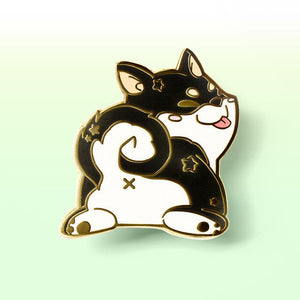 Black & Tan Shiba Inu Sploot Enamel Pin Brooches & Lapel Pins Flair Fighter