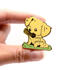 "Stay Golden" Golden Retriever Enamel Pin Brooches & Lapel Pins Flair Fighter