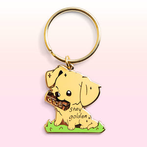 "Stay Golden" Golden Retriever Enamel Keychain  Flair Fighter