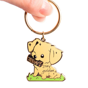 "Stay Golden" Golden Retriever Enamel Keychain  Flair Fighter