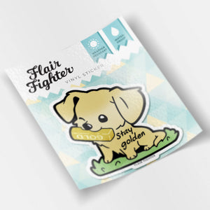"Stay Golden" Golden Retriever Vinyl Sticker Decorative Stickers Flair Fighter