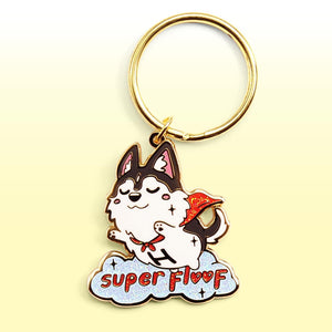 Super Floof Hero Husky Enamel Keychain  Flair Fighter