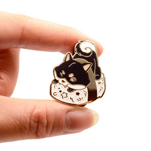 Black & Tan Shiba Inu Sushi Enamel Pin Brooches & Lapel Pins Flair Fighter